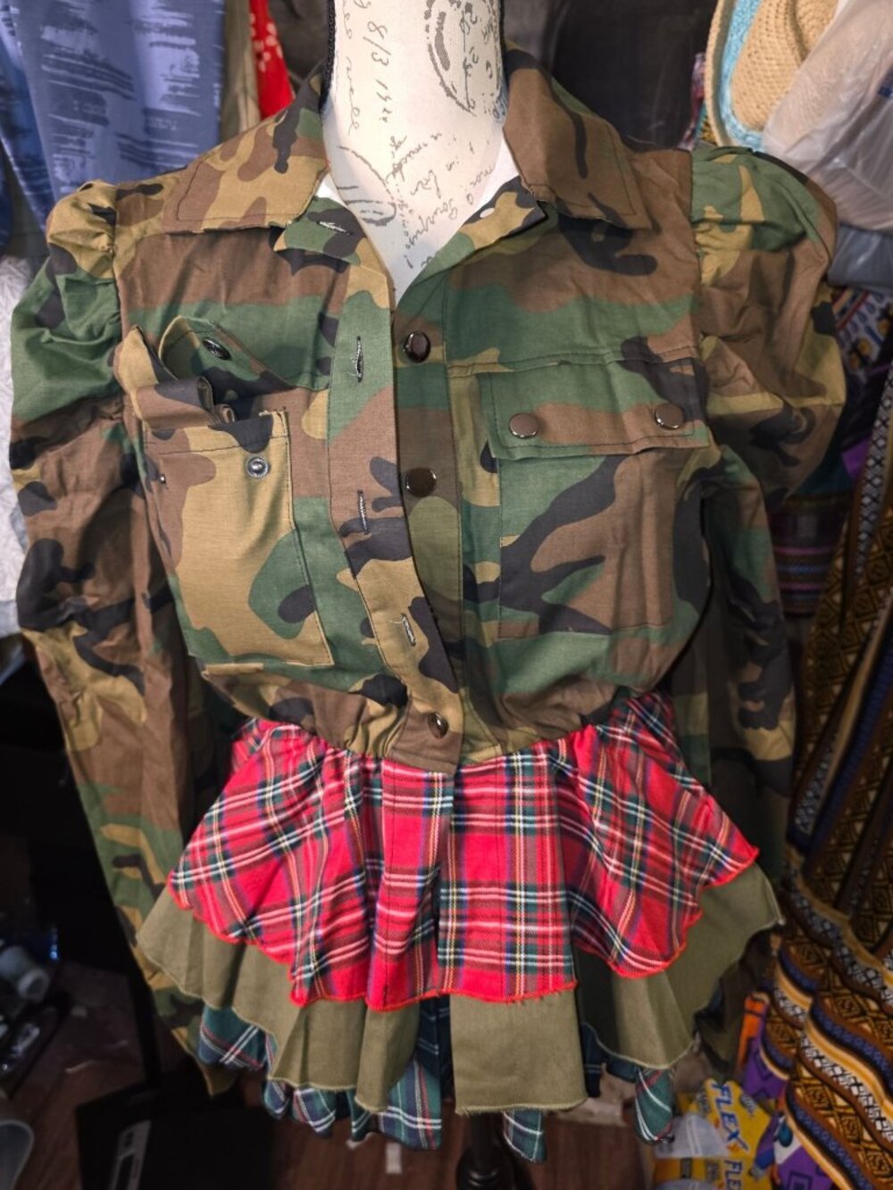 Camo Plaid jacket By Highlight Size M 95% Cotton 5% Spandex